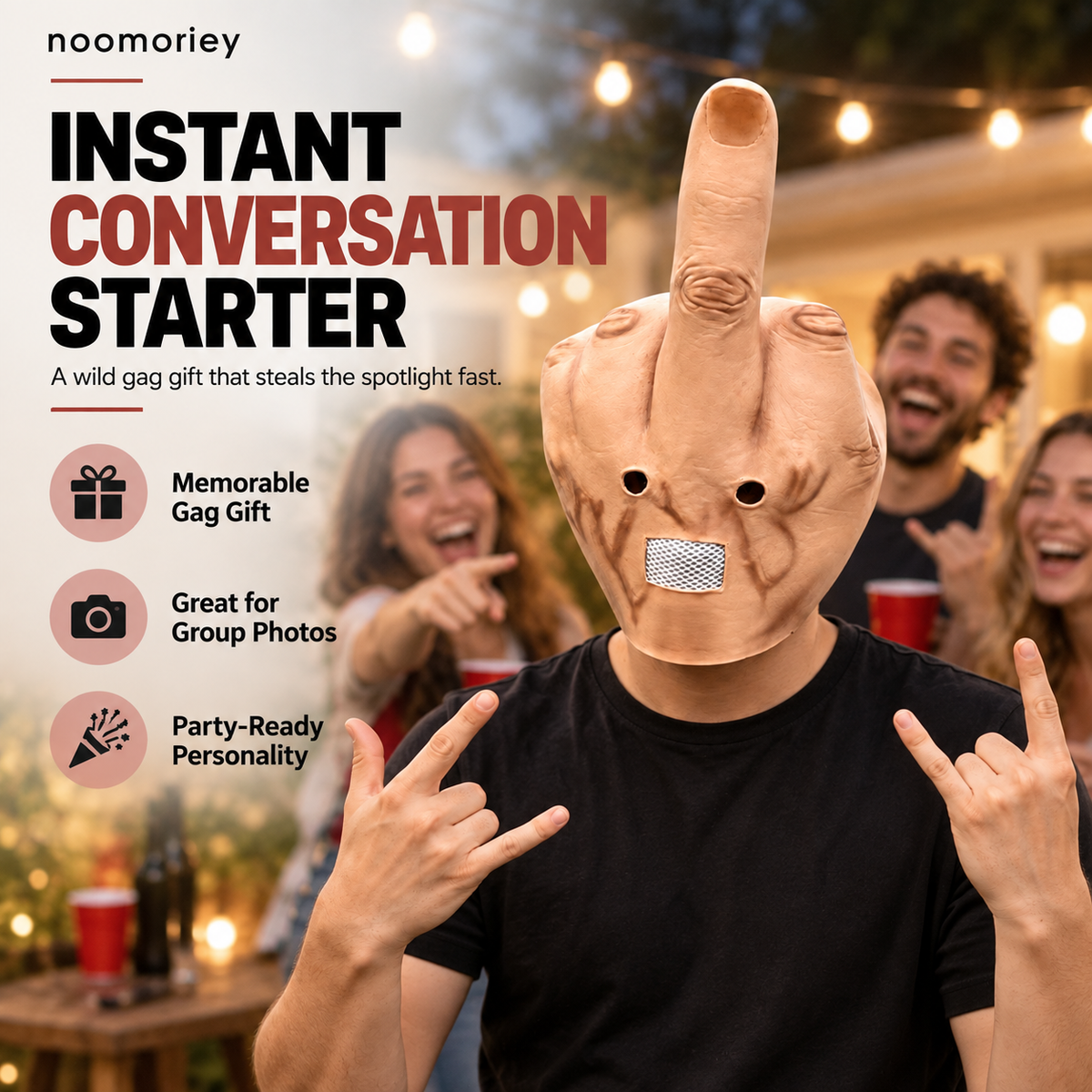 Funny Middle Finger Headpiece – Halloween Prank & Party Costume Prop