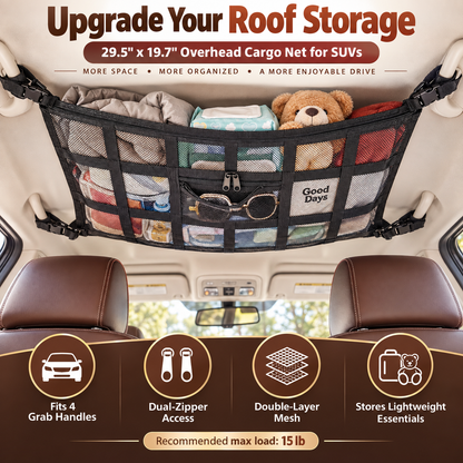 🎉Car Ceiling Cargo Net Pocket Storage Net,29.5'x19.7'