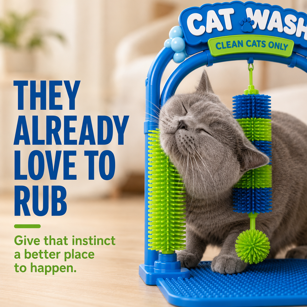 🐱 Interactive Cat Self-Grooming Arch – Multi-Angle Massage Brush & Play Station