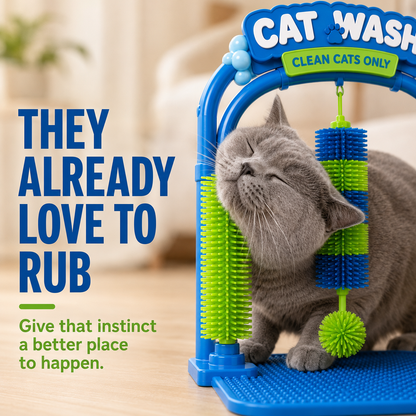 🐱 Interactive Cat Self-Grooming Arch – Multi-Angle Massage Brush & Play Station