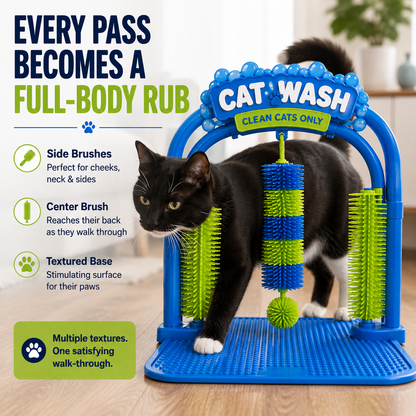 🐱 Interactive Cat Self-Grooming Arch – Multi-Angle Massage Brush & Play Station