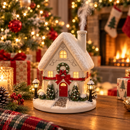 🎅Christmas Village Aroma Diffuser – Glowing Holiday House with Chimney Mist & Essential Oil Scent