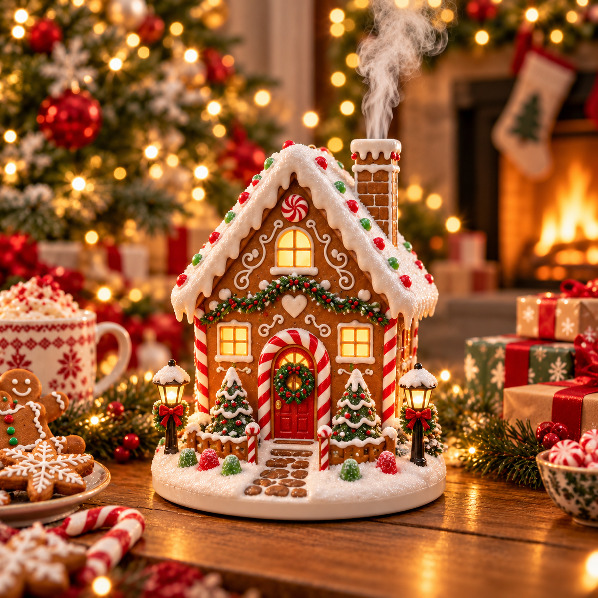 🎅Christmas Village Aroma Diffuser – Glowing Holiday House with Chimney Mist & Essential Oil Scent