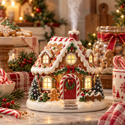 🎅Christmas Village Aroma Diffuser – Glowing Holiday House with Chimney Mist & Essential Oil Scent