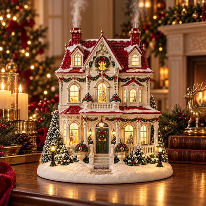 🎅Christmas Village Aroma Diffuser – Glowing Holiday House with Chimney Mist & Essential Oil Scent