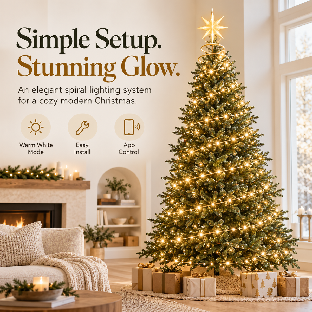 🎄✨ Smart LED Christmas Tree Lights – App-Controlled Rainbow Light Show with Magical Holiday Effects 🌈🎁