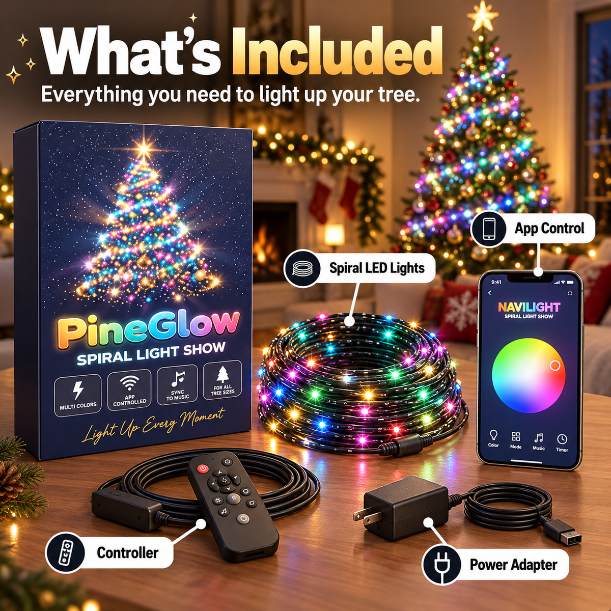 🎄✨ Smart LED Christmas Tree Lights – App-Controlled Rainbow Light Show with Magical Holiday Effects 🌈🎁