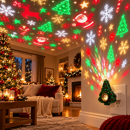 🎄✨ Magical Christmas Tree Projector Light – Santa & Snowflake Holiday Ceiling Display 🎅❄️
