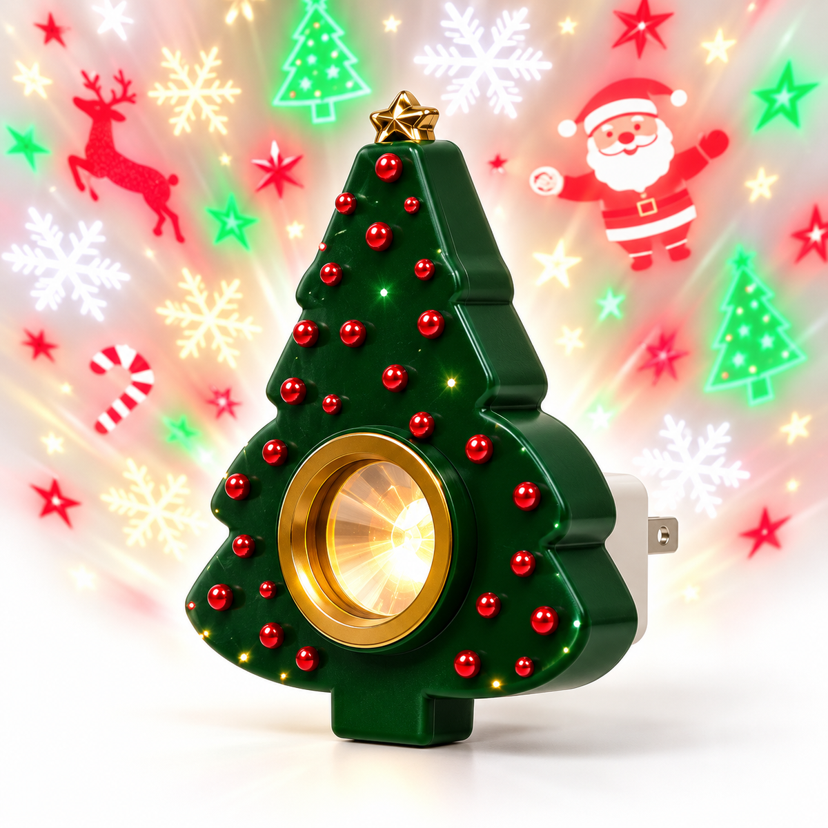 🎄✨ Magical Christmas Tree Projector Light – Santa & Snowflake Holiday Ceiling Display 🎅❄️