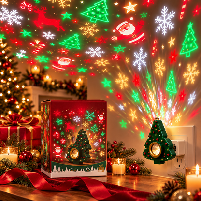 🎄✨ Magical Christmas Tree Projector Light – Santa & Snowflake Holiday Ceiling Display 🎅❄️