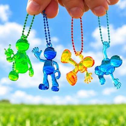 ✨ Colorful Mini Figure Keychains – Transparent Cute Character Bag Charms