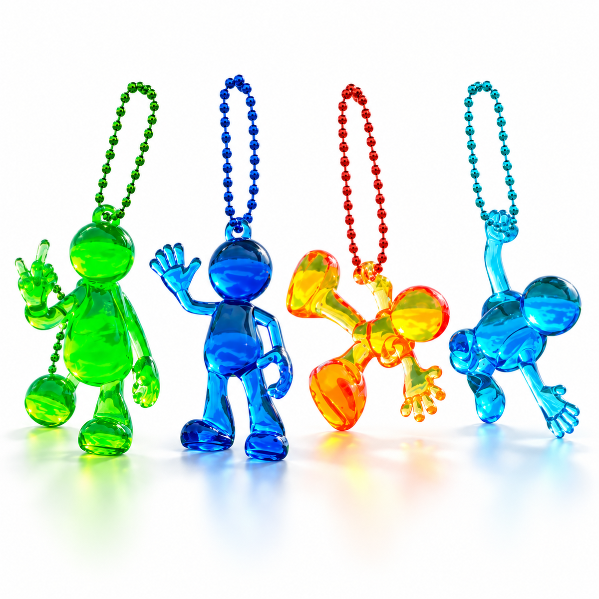 ✨ Colorful Mini Figure Keychains – Transparent Cute Character Bag Charms