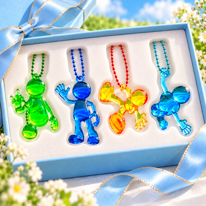 ✨ Colorful Mini Figure Keychains – Transparent Cute Character Bag Charms