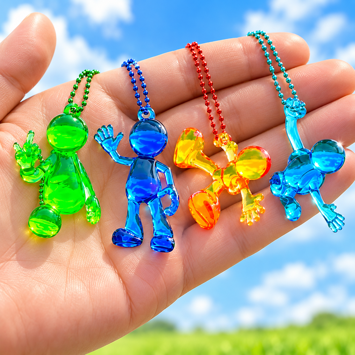 ✨ Colorful Mini Figure Keychains – Transparent Cute Character Bag Charms