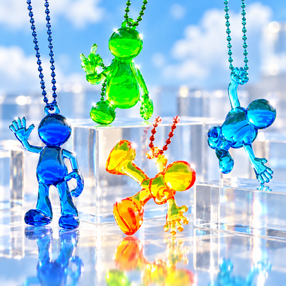 ✨ Colorful Mini Figure Keychains – Transparent Cute Character Bag Charms