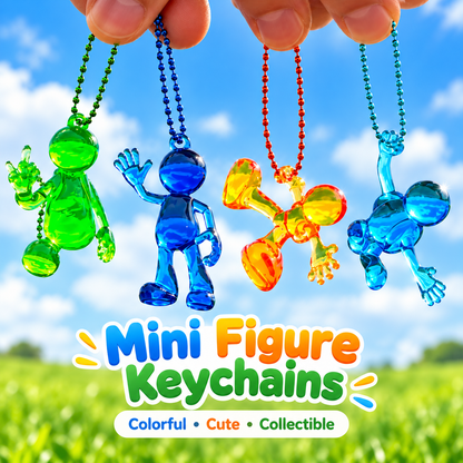 ✨ Colorful Mini Figure Keychains – Transparent Cute Character Bag Charms