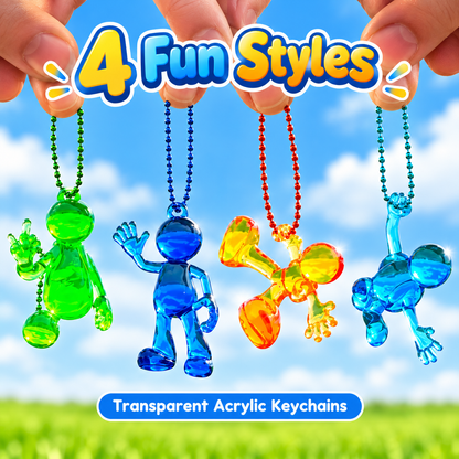 ✨ Colorful Mini Figure Keychains – Transparent Cute Character Bag Charms