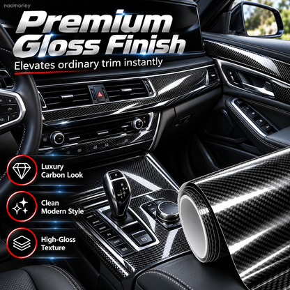 ✨ 6D Gloss Carbon Fiber Vinyl Wrap – Self-Adhesive Waterproof Car Interior & Exterior Trim Film