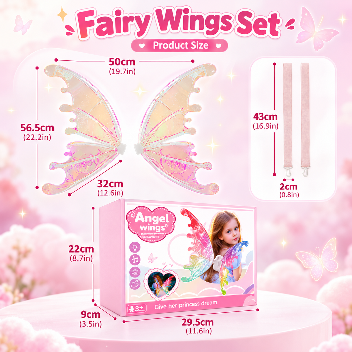 🎀🦋 Magical Moving Butterfly Wings – Light Up Fairy Costume For Kids & Parties