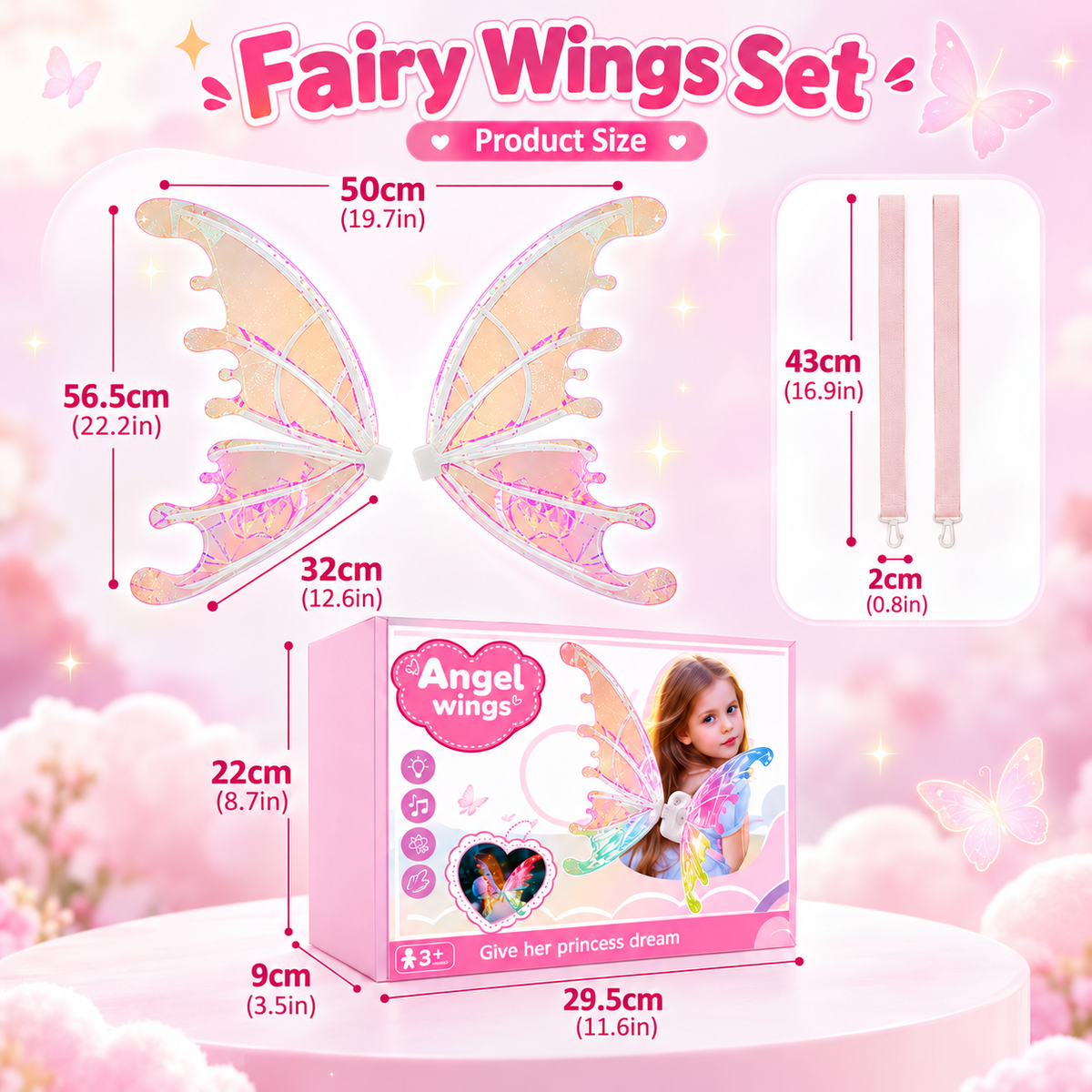 🎀🦋 Magical Moving Butterfly Wings – Light Up Fairy Costume For Kids & Parties