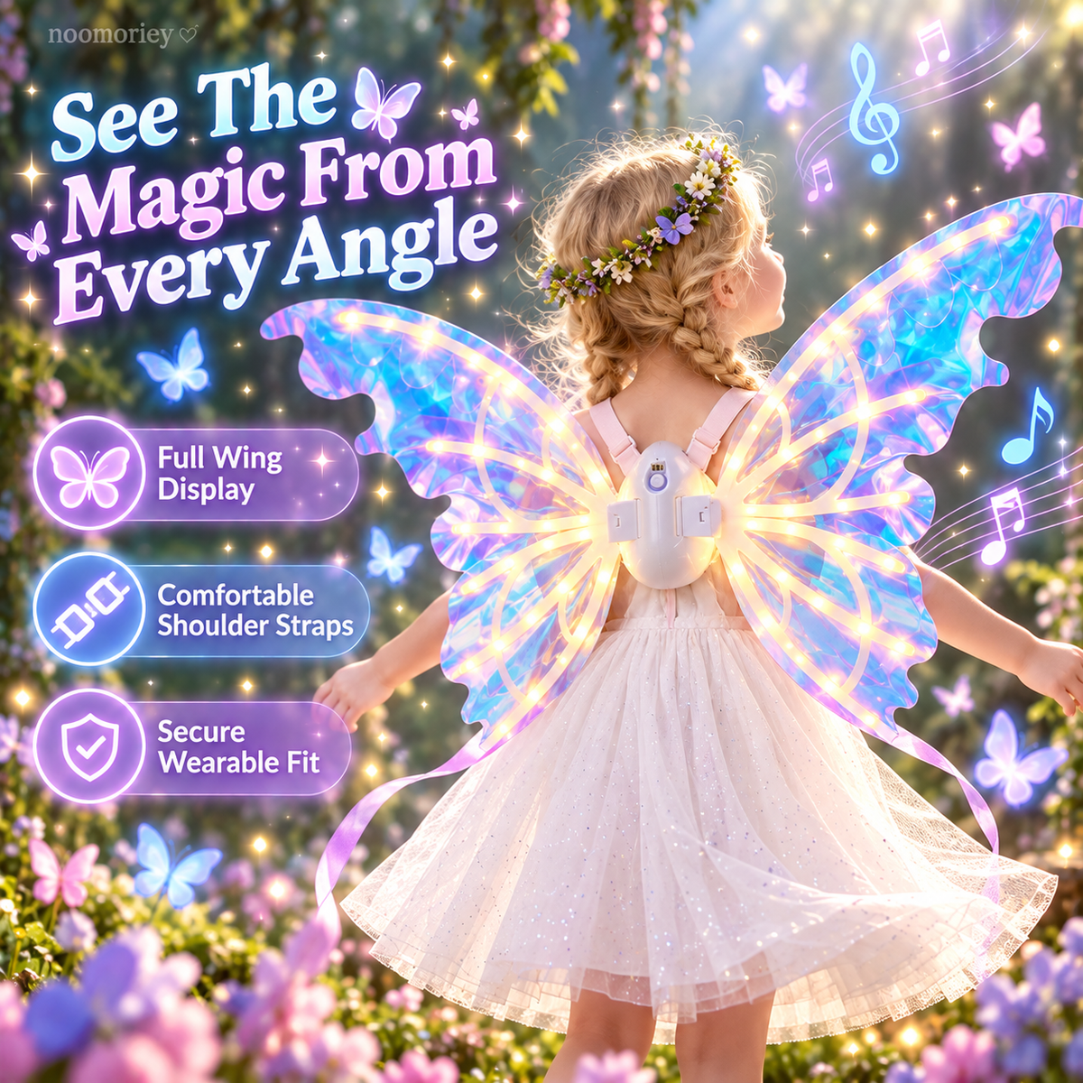 🎀🦋 Magical Moving Butterfly Wings – Light Up Fairy Costume For Kids & Parties