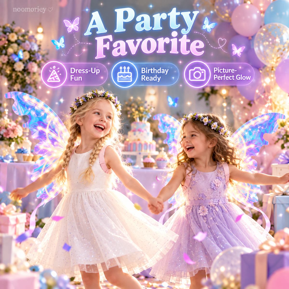 🎀🦋 Magical Moving Butterfly Wings – Light Up Fairy Costume For Kids & Parties