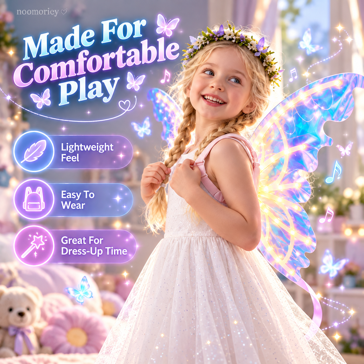 🎀🦋 Magical Moving Butterfly Wings – Light Up Fairy Costume For Kids & Parties