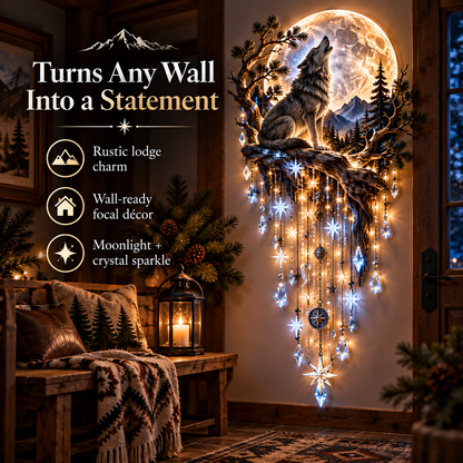 🎀⏳ Last Day 50% OFF-🐺🌕 Wolf Howling Moon Starfall Wall Light – Bring the Wild Home