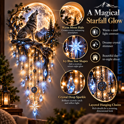 🎀⏳ Last Day 50% OFF-🐺🌕 Wolf Howling Moon Starfall Wall Light – Bring the Wild Home