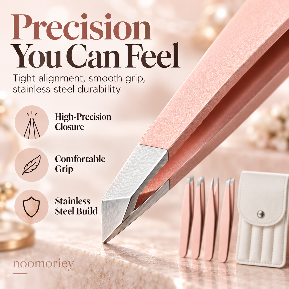 ✨4 Pack Stainless Steel Tweezers Kit – Precision Eyebrow & False Lash Application Tools