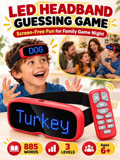 🎉 Party Fun Deal – LED Headband Guessing Game Set 💡 Interactive Charades Challenge for Kids & Adults at Family Game Nights ✨