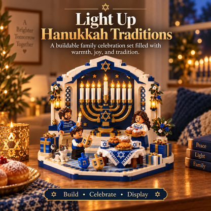 🎀🕎✨ Last Day 50% OFF ⏰ Hanukkah Family Light Building Block Display Set