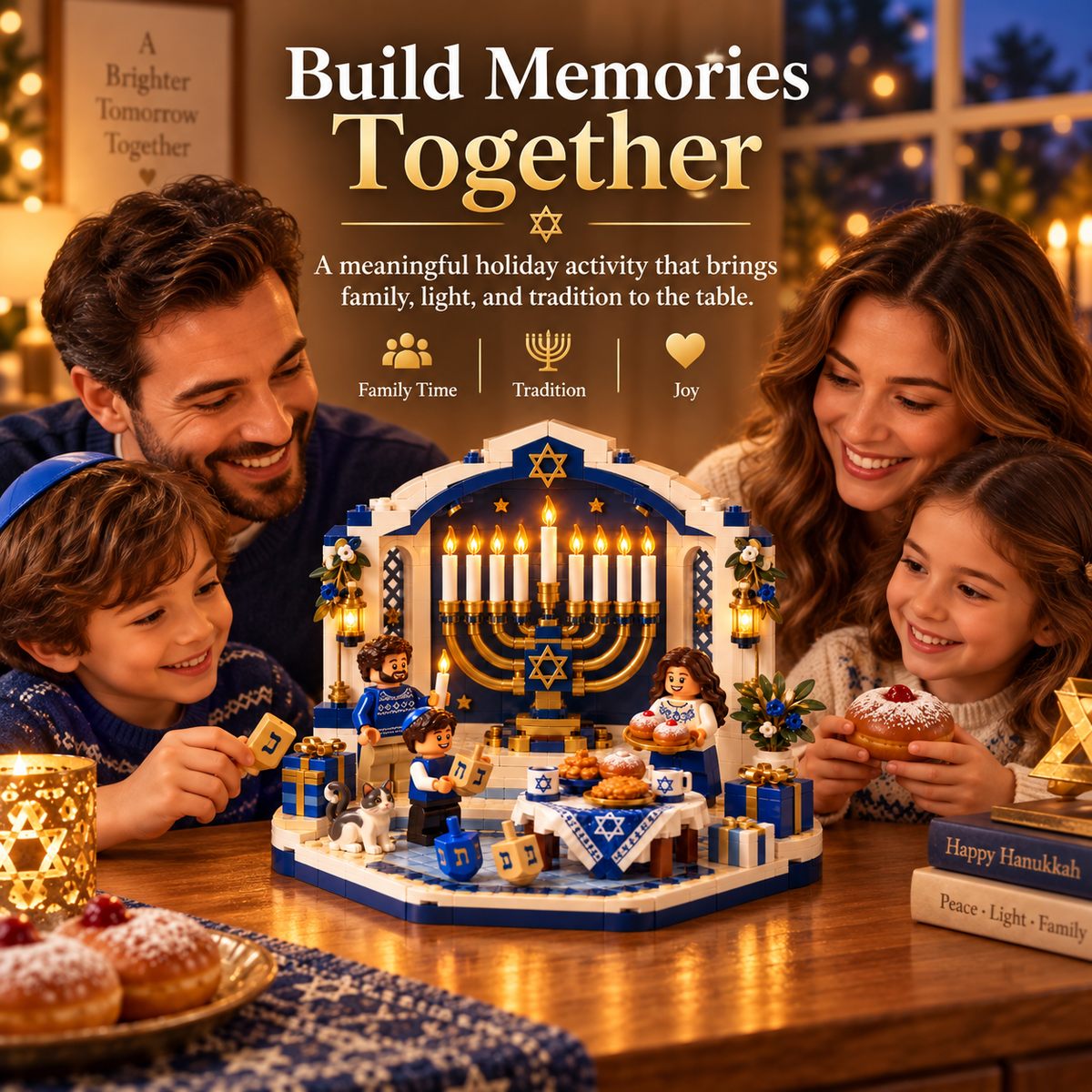 🎀🕎✨ Last Day 50% OFF ⏰ Hanukkah Family Light Building Block Display Set