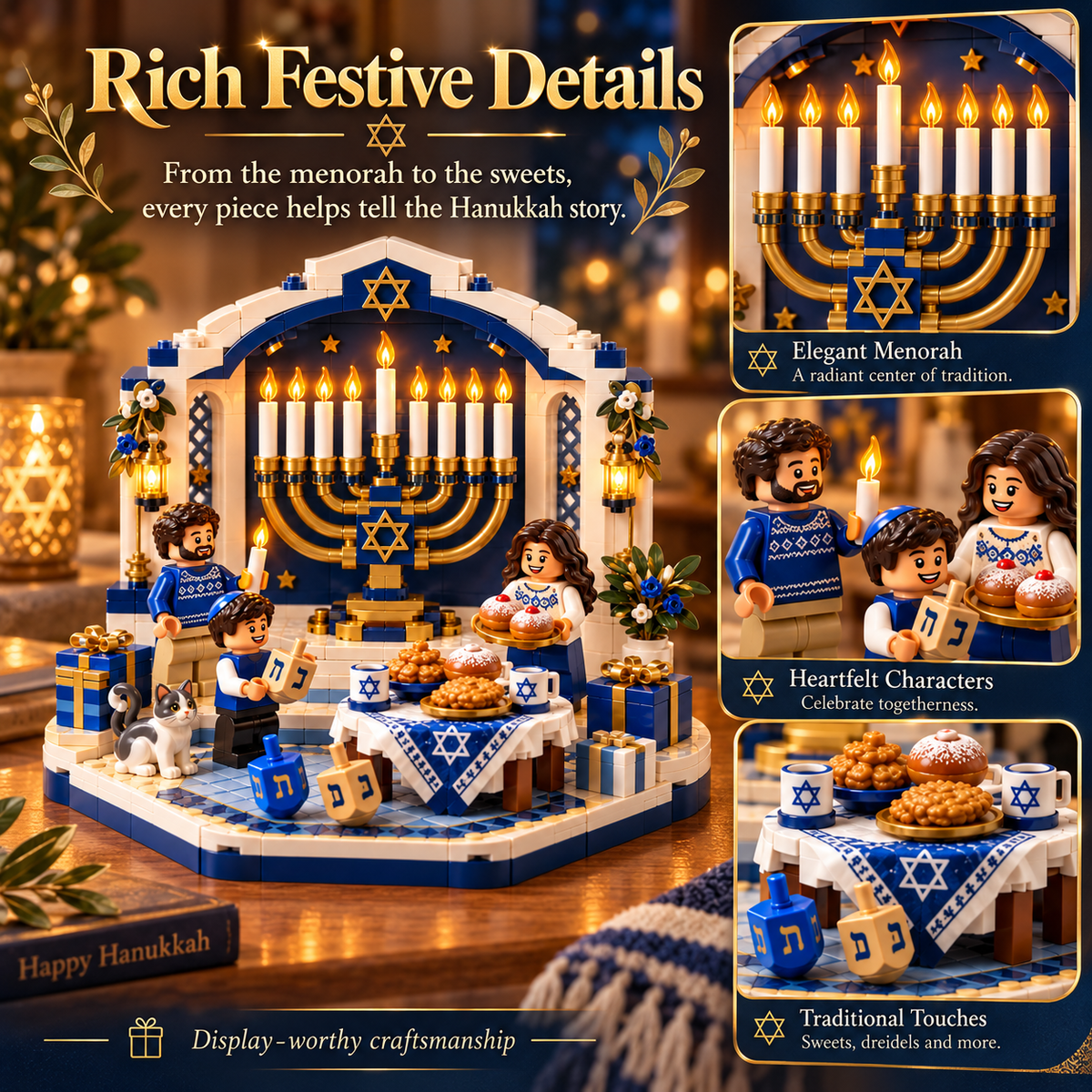🎀🕎✨ Last Day 50% OFF ⏰ Hanukkah Family Light Building Block Display Set