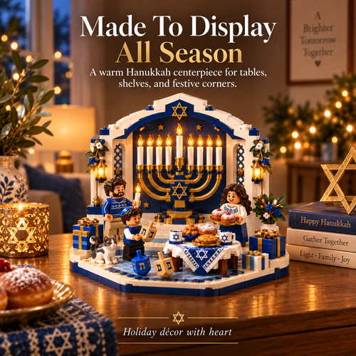 🎀🕎✨ Last Day 50% OFF ⏰ Hanukkah Family Light Building Block Display Set
