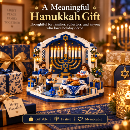 🎀🕎✨ Last Day 50% OFF ⏰ Hanukkah Family Light Building Block Display Set