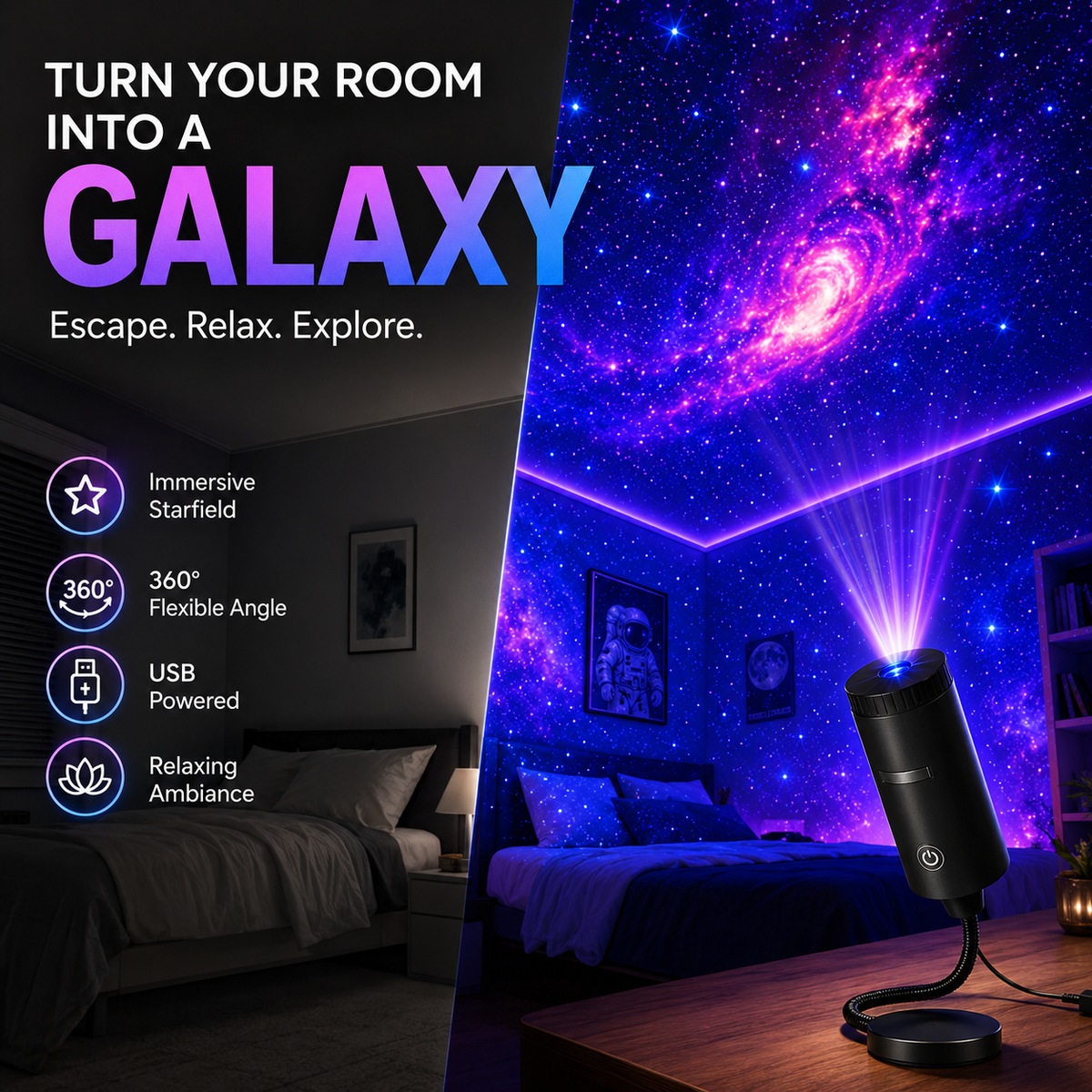 🌟  Plug-and-Play HD Star Projecto