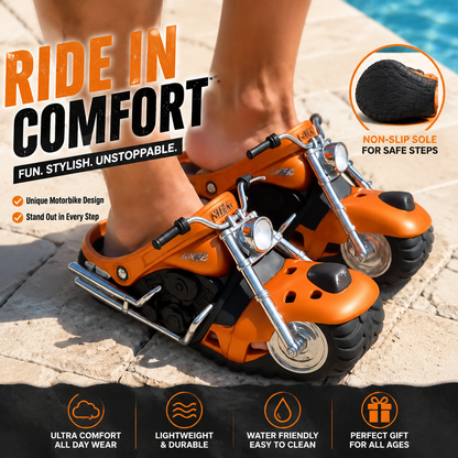 🏍️🔥 Motorcycle Slippers – Real LED Headlights, Unique Design, Non-Slip, Water-Friendly🔥