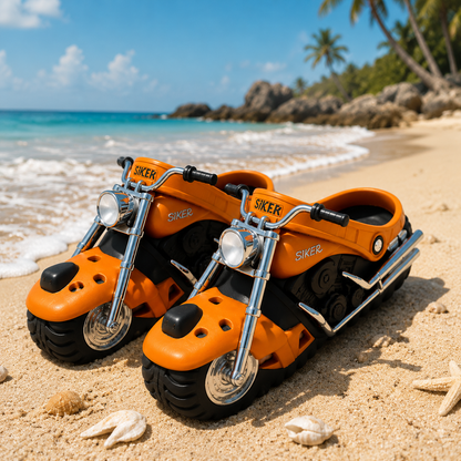 🏍️🔥 Motorcycle Slippers – Real LED Headlights, Unique Design, Non-Slip, Water-Friendly🔥