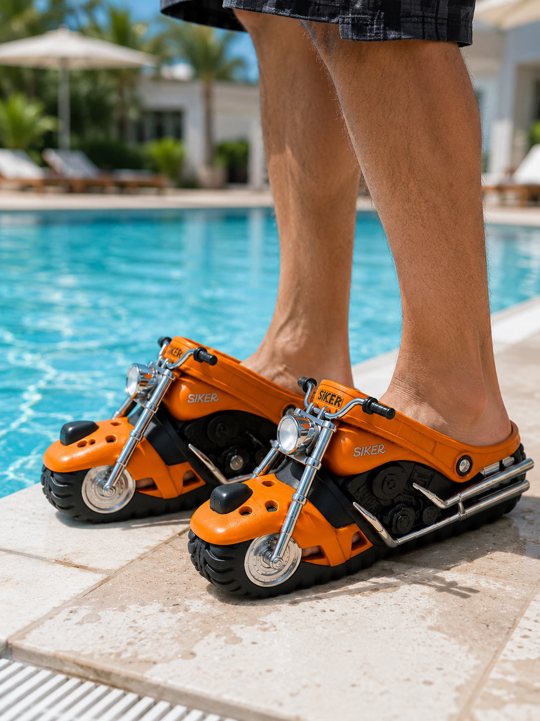 🏍️🔥 Motorcycle Slippers – Real LED Headlights, Unique Design, Non-Slip, Water-Friendly🔥