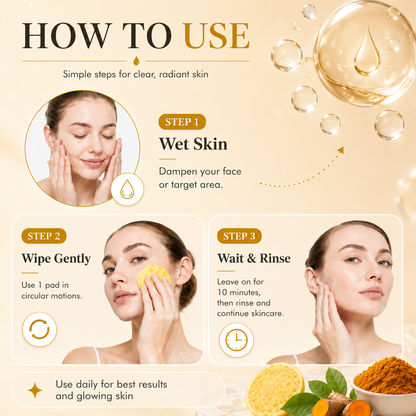 🔥 Natural Turmeric & Kojic Acid Gentle Face Cleansing Pads🔥