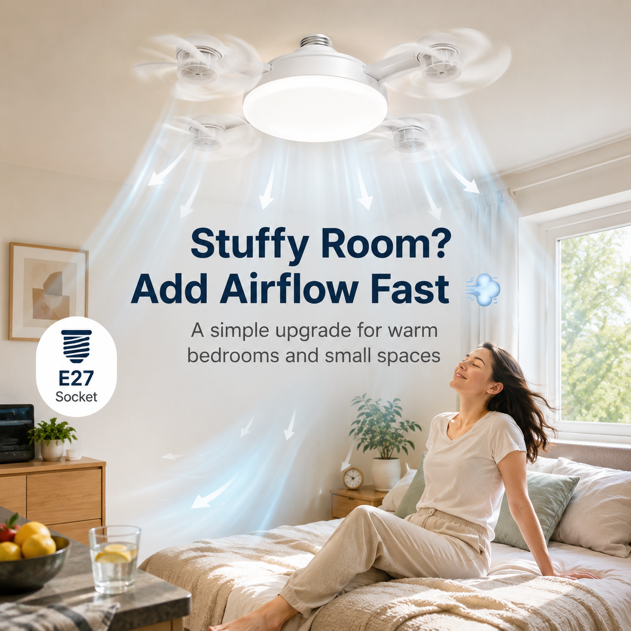 2-in-1 LED Fan Bulb with Remote Control for Bedroom, Kitchen & Home Cooling