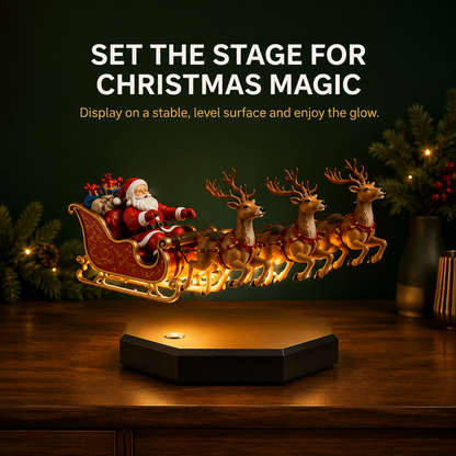 🎅🛷Floating Santa Sleigh with 4 Reindeer-Magnetic Christmas Magic
