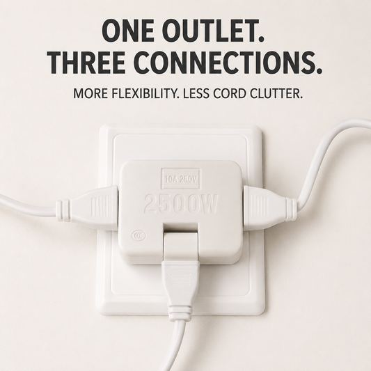 ⚡Rotating 3-Outlet Flat Plug Adapter – Save Space & Reduce Cord Bending