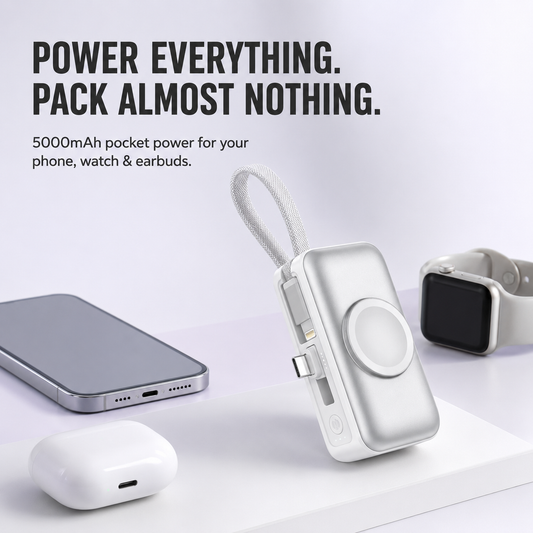 ⚡ 3-in-1 Mini Power Bank – One Compact Charger For All Your Devices