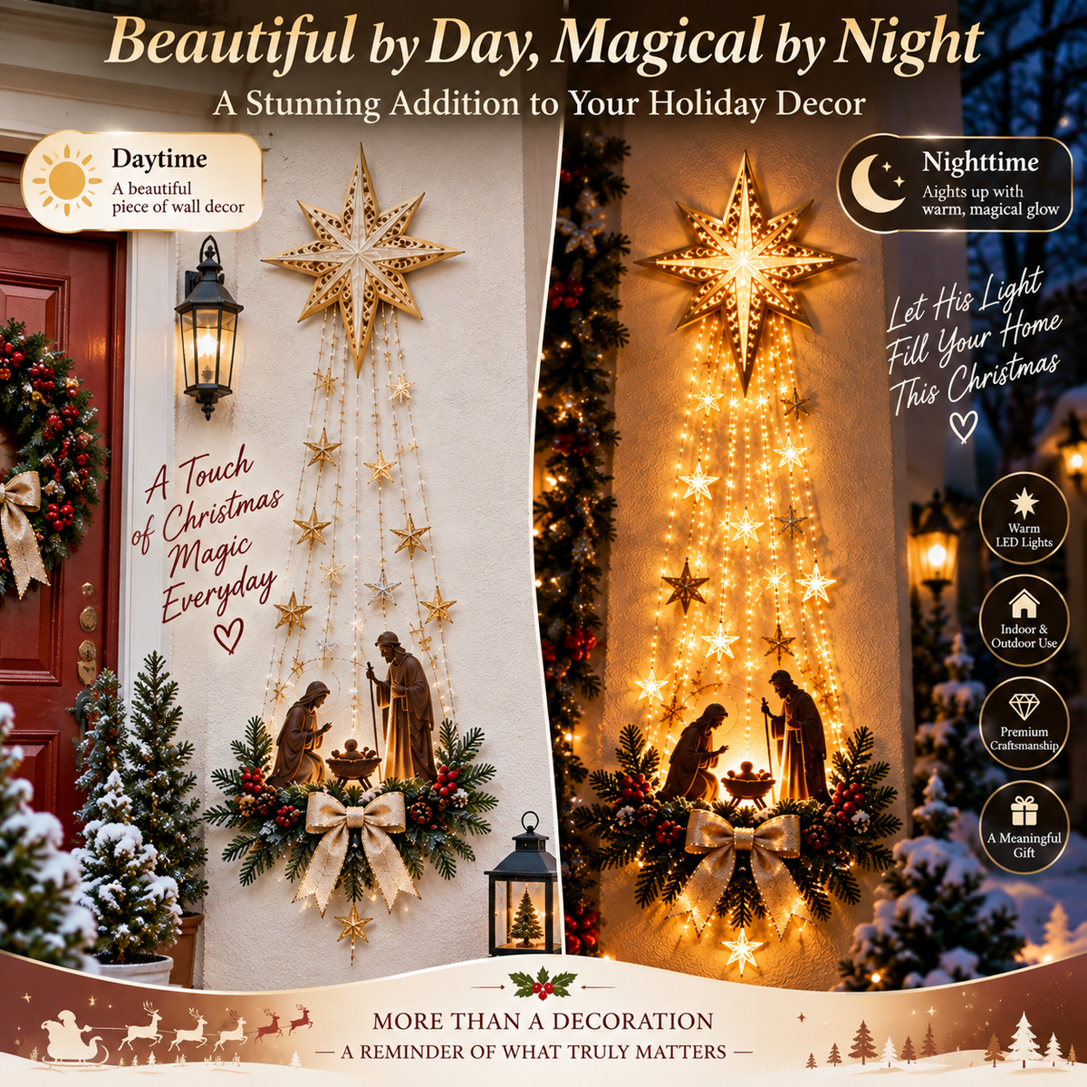 ✨Last Day 49% OFF✨ ✝️ Bethlehem Star of Faith – Lighted Nativity Wall Decor