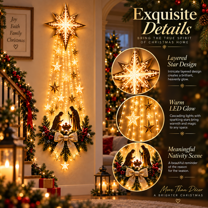 ✨Last Day 49% OFF✨ ✝️ Bethlehem Star of Faith – Lighted Nativity Wall Decor