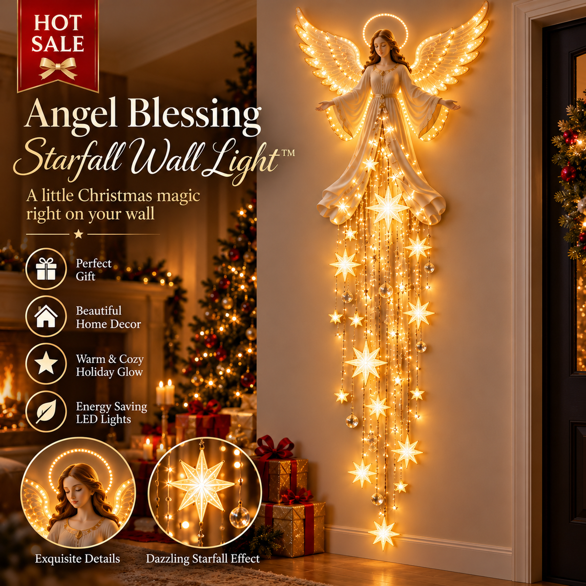 ✨Angel Blessing Starfall Wall Light™ – Heavenly Christmas Wall Decor