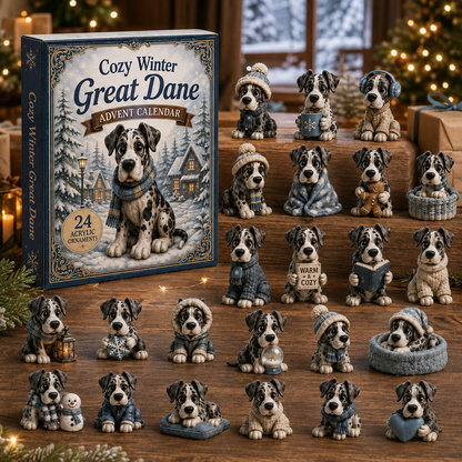 CHRISTMAS KICKOFF 40% OFF - Cozy Winter Great Dane Advent Calendar 2026 - 24-Day Festive Countdown, Acrylic Charms Blind Box - Gift For Great Dane Lovers AC0NT148