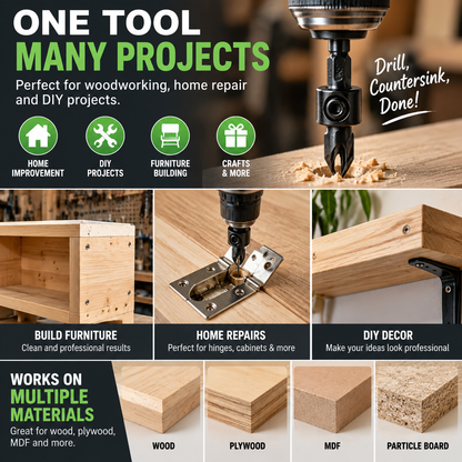 🛠️Countersink Drill Bit Set – Create Professional Flush Screw Finishes For DIY Woodworking Projects